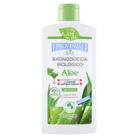 I Provenzali Bio Bagnodoccia schiuma Biologico Aloe e Tea Tree Oil con Antibatterico Naturale 400 ml